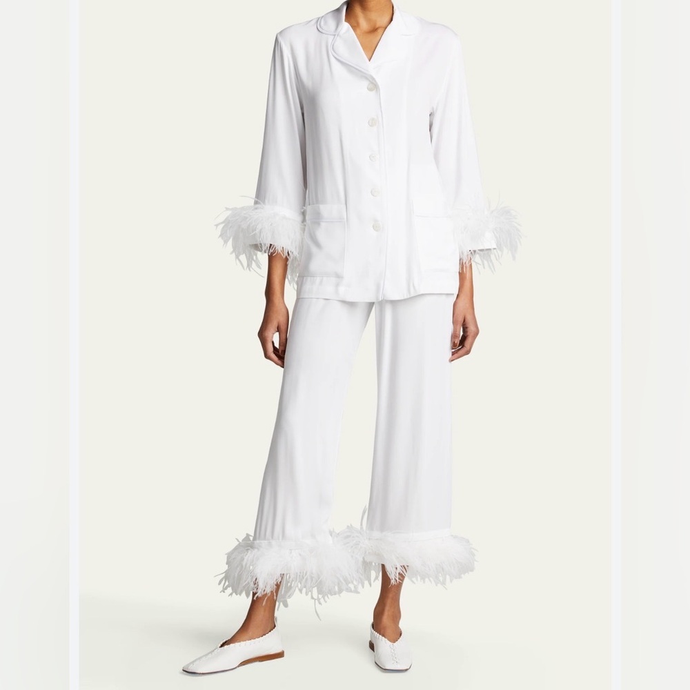 Sleeper White Feather Trim Pajama Set